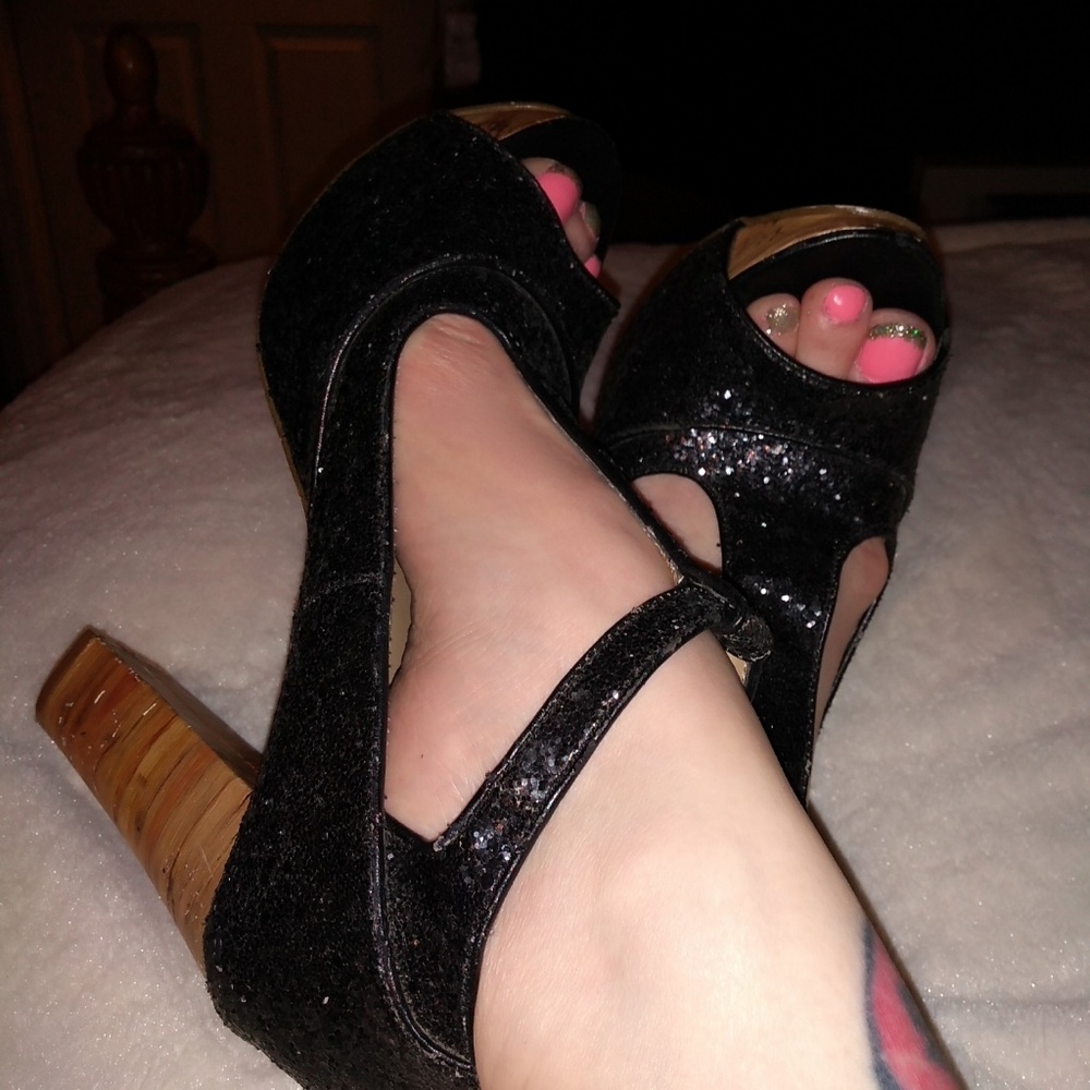Shoe dazzle black glitter platform - Picture 2 of 8